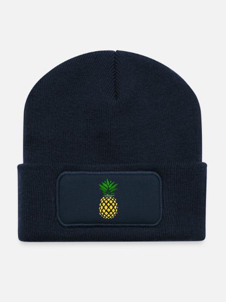 Ananas Tropenprint  - Recycelte Patch Beanie - French Navy
