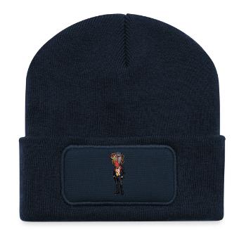 Surreales Anzugporträt Farbsplitter - Recycelte Patch Beanie - French Navy - Vorne