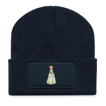 Elfenprinzessin im Smaragdgrünen Kleid - Recycelte Patch Beanie - French Navy - Vorne