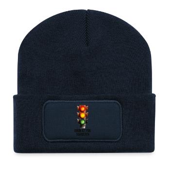 Grün ist für Touristen – Lustige Ampel - Recycelte Patch Beanie - French Navy - Vorne