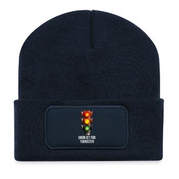 Grün ist für Touristen – Lustiger Verkehrsspruch - Recycelte Patch Beanie - French Navy - Vorne