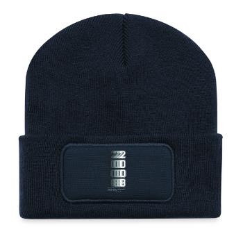 18e anniversaire 2008 Numéros rétro avec expression - Beanie recyclé à patch - bleu marine - Devant
