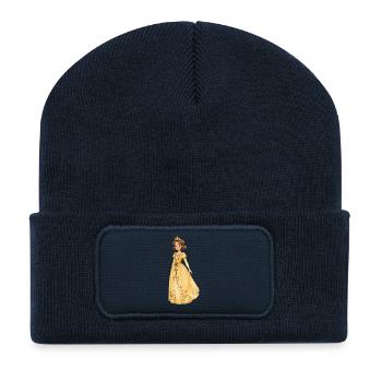 Gelbe Prinzessin Robe mit Blüten - Recycelte Patch Beanie - French Navy - Vorne