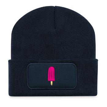 Pinkes Eis am Stiel - Recycelte Patch Beanie - French Navy - Vorne