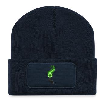 Grüne Flammenkralle mit Kleeblatt - Recycelte Patch Beanie - French Navy - Vorne