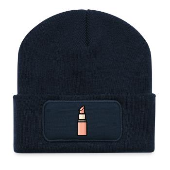 rouge à lèvres - Beanie recyclé à patch - bleu marine - Devant
