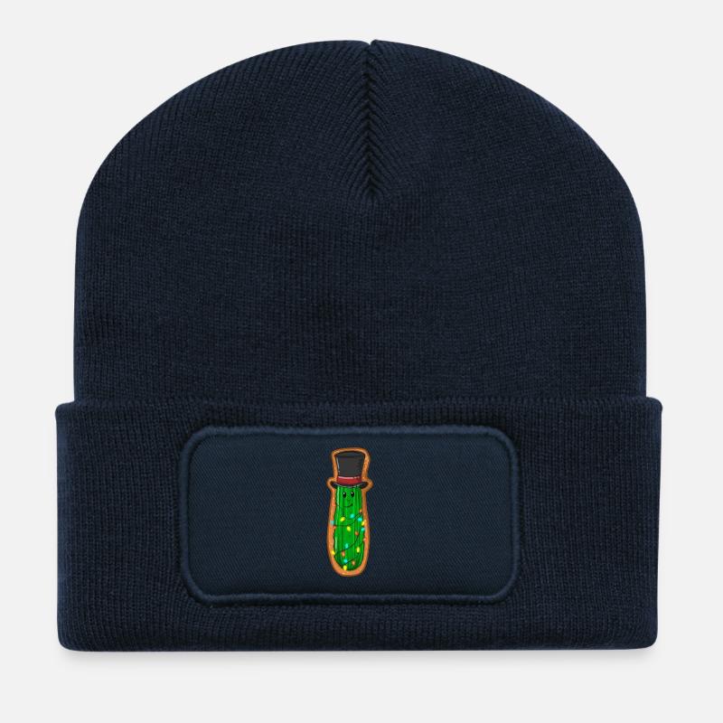 Weihnachtliche Gurke mit Zylinder - Recycelte Patch Beanie - French Navy
