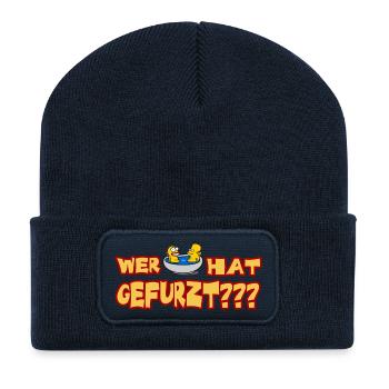 Wer hat gefurzt - Recycelte Patch Beanie - French Navy - Vorne
