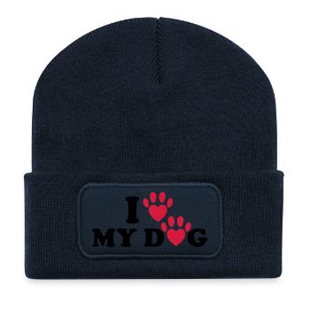 i_love_mz_dog_f2 - Recycled Patch Beanie - french navy - Front