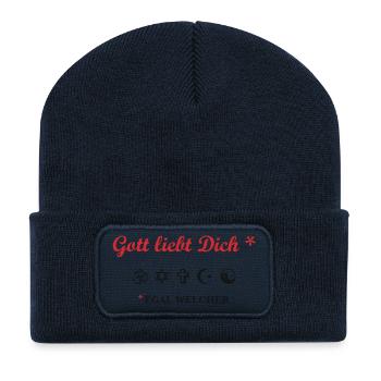 Gott liebt Dich - Recycelte Patch Beanie - French Navy - Vorne