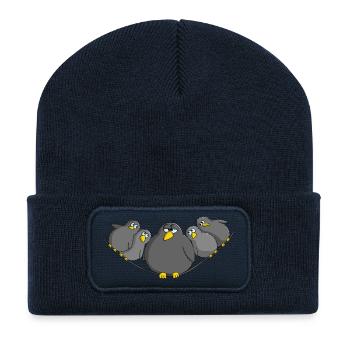 Vogel fett und witzig - Recycelte Patch Beanie - French Navy - Vorne