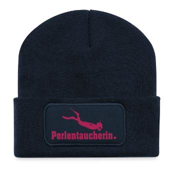 Perlentaucherin - Recycelte Patch Beanie - French Navy - Vorne