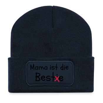Mama ist die Best(i)e - Recycelte Patch Beanie - French Navy - Vorne