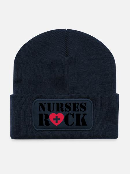 Nurses Rock - Recycled Patch Beanie - french navy