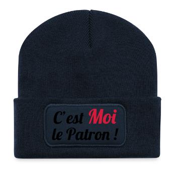 c'est MOI le Patron ! - Beanie recyclé à patch - bleu marine - Devant
