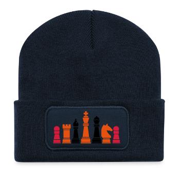 schachfiguren_2 - Beanie recyclé à patch - bleu marine - Devant