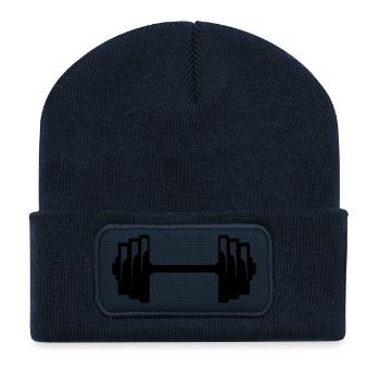 Dumbbell weight lifting bodybuilding 12 - Recycled Patch Beanie - french navy - Front