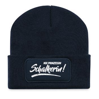 Nix Prinzessin Schalkerin! Geschenkidee - Recycelte Patch Beanie - French Navy - Vorne