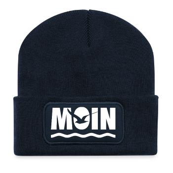 MOIN Möve Nordsee Shirt Küste Norddeutschland - Recycelte Patch Beanie - French Navy - Vorne