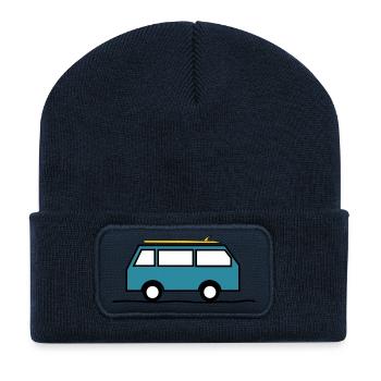 Surfen. Ferien. Sport. Van. - Recycelte Patch Beanie - French Navy - Vorne
