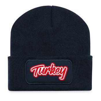 Autocollant drapeau de la Turquie Turquie Tuerkei Turquie - Beanie recyclé à patch - bleu marine - Devant