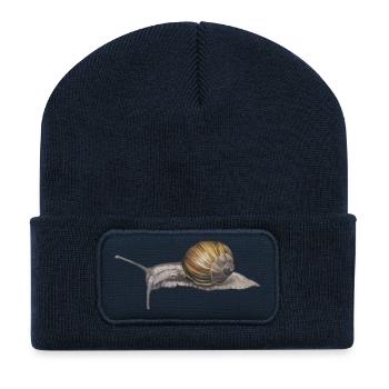Snails Watercolor Illustration - Recycled Patch Beanie - french navy - Front