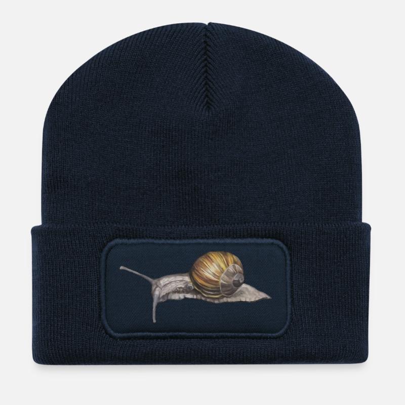 Schnecken Aquarell Illustration - Recycelte Patch Beanie - French Navy