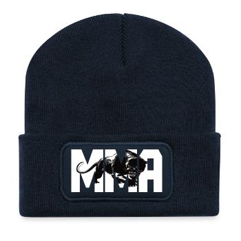 MMA Design mit einer Raubkatze - Recycelte Patch Beanie - French Navy - Vorne