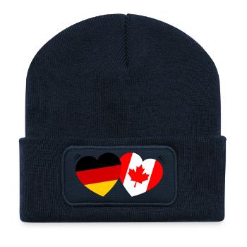 Deutsch-kanadische Liebe - Recycelte Patch Beanie - French Navy - Vorne
