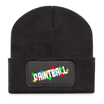 Paintball avec éclaboussures de peinture - Beanie recyclé à patch - charbon - Devant