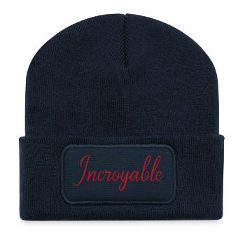 Incroyable - Beanie recyclé à patch - bleu marine - Devant