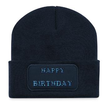 JOYEUX ANNIVERSAIRE. HAPPY BIRTHDAY. ANNIVERSAIRE. - Beanie recyclé à patch - bleu marine - Devant