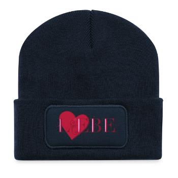 Liebe - Recycelte Patch Beanie - French Navy - Vorne