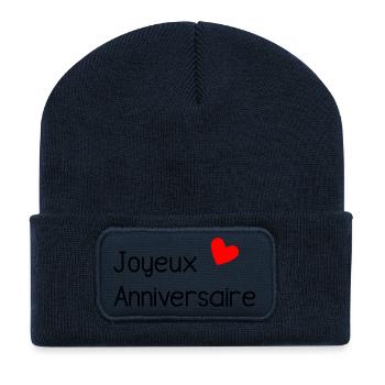 HAPPY BIRTHDAY. HAPPY BIRTHDAY. ANNIVERSARY. - Recycled Patch Beanie - french navy - Front