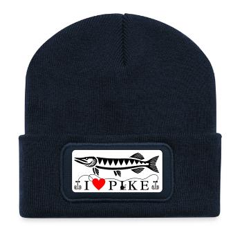 Pike Love - Pour les vrais pêcheurs - Beanie recyclé à patch - bleu marine - Devant