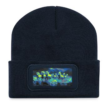 Chevaux Sauvages - Beanie recyclé à patch - bleu marine - Devant