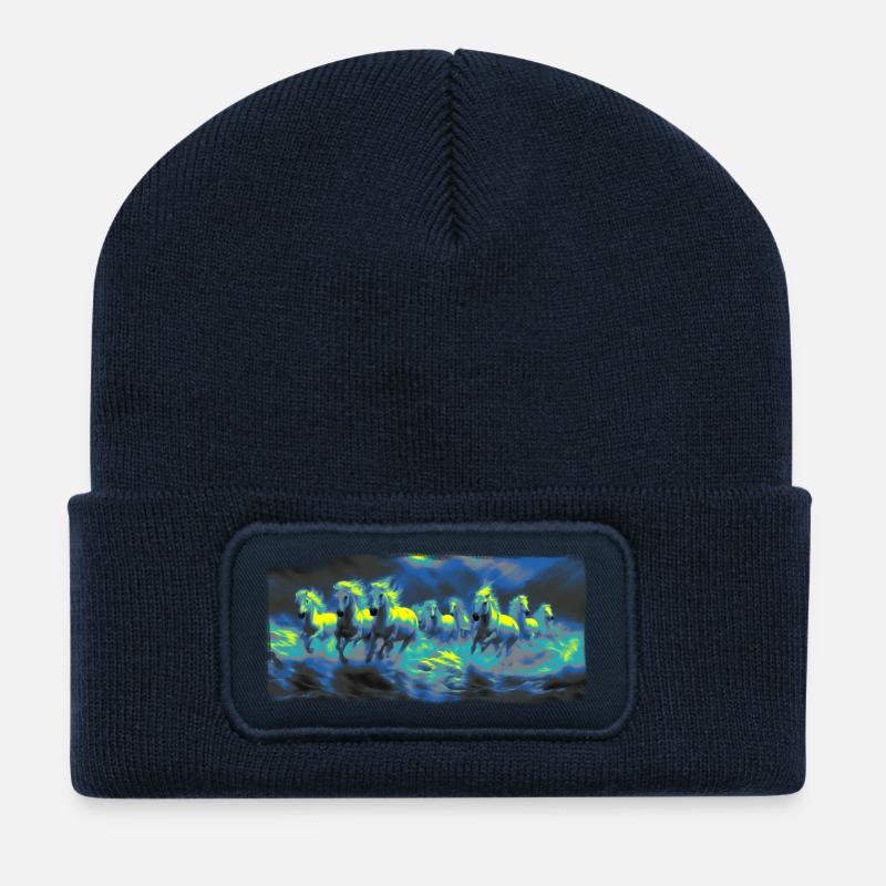 Chevaux Sauvages - Beanie recyclé à patch - bleu marine