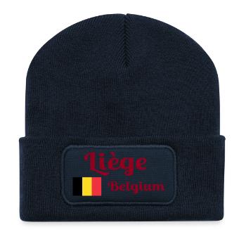 Liège Belgium- Stylish prints - Recycled Patch Beanie - french navy - Front