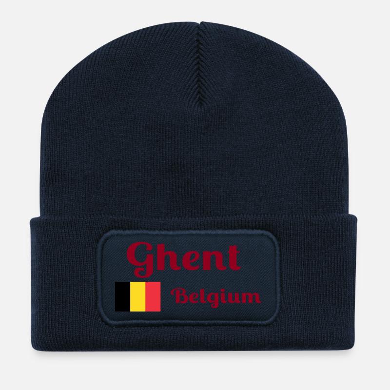 Ghent Belgium- Stylish prints - Recycled Patch Beanie - french navy