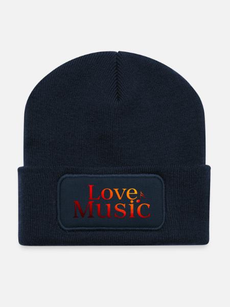 Love Music - Beanie recyclé à patch - bleu marine