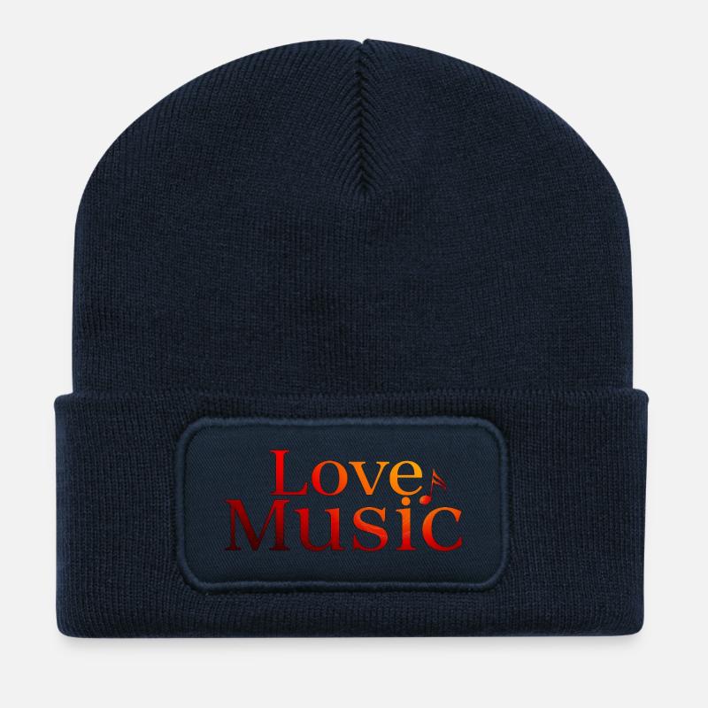 Love Music - Beanie recyclé à patch - bleu marine