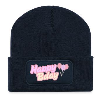 Bon anniversaire - Beanie recyclé à patch - bleu marine - Devant