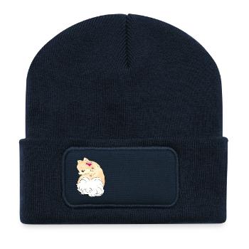 Pommersche Mimosenblüte - Recycelte Patch Beanie - French Navy - Vorne