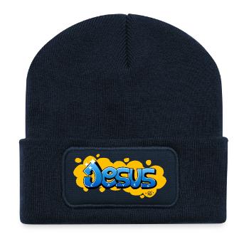 Jesus saves - Recycelte Patch Beanie - French Navy - Vorne