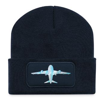 Passenger plane with cloud pattern - Recycled Patch Beanie - french navy - Front
