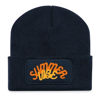 Jeu abstrait de couleurs avec des tons chauds - Beanie recyclé à patch - bleu marine - Devant