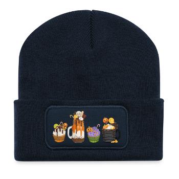 🎃 Süße Halloween Versuchung – Cupcakes & Drinks  - Recycelte Patch Beanie - French Navy - Vorne