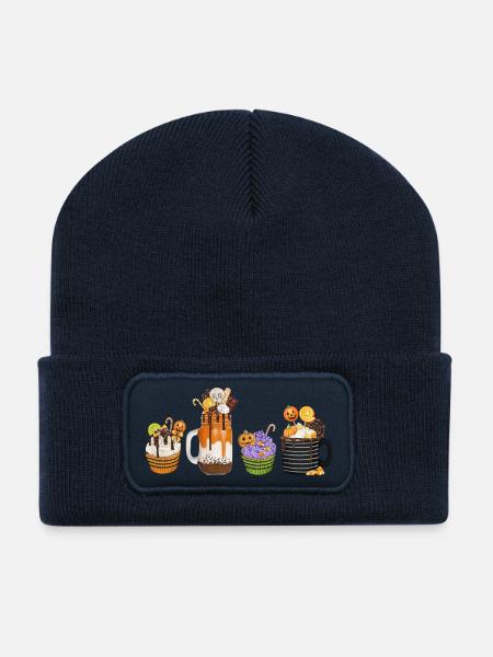 🎃 Sweet Halloween Temptation – Cupcakes & Drinks - Recycled Patch Beanie - french navy
