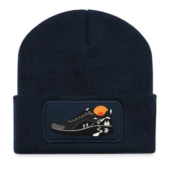 Mountain Trail Wanderschuh-Design - Recycelte Patch Beanie - French Navy - Vorne