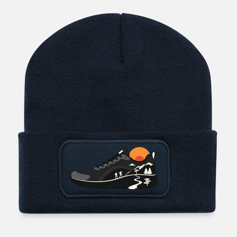 Conception de chaussures de randonnée pour sentiers de montagne - Beanie recyclé à patch - bleu marine